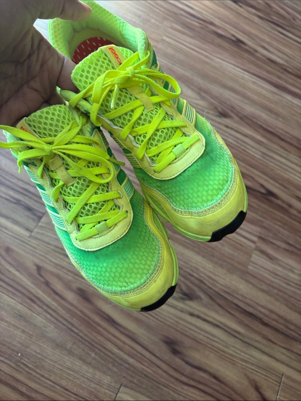 adidas Neon Green Mesh Running Sneakers